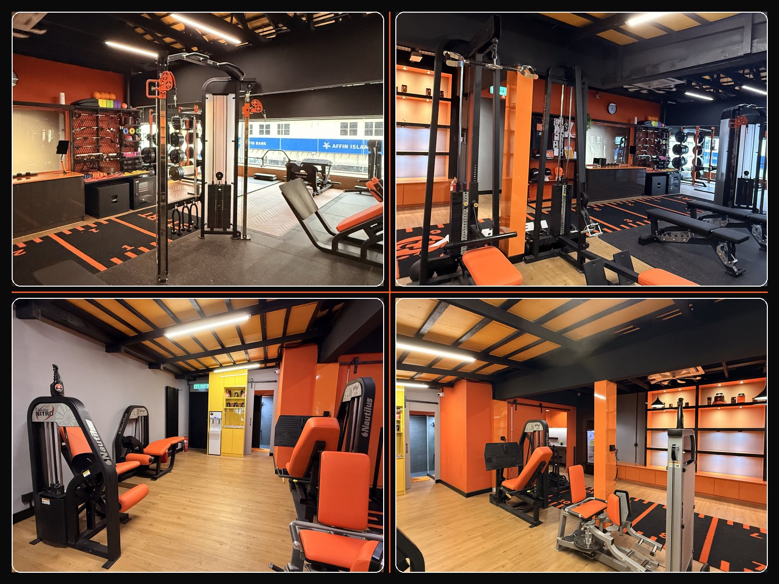 Four-photo collage of the machine cables area inside LEGACY+.